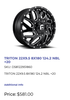 22x9.5 Fuel Triton Rims 8x180