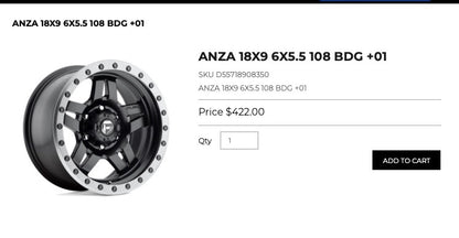 18x9 Fuel Anza Rims 6x139