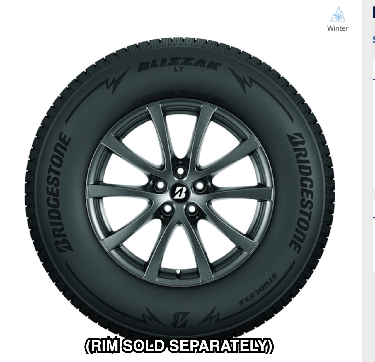 LT 245/75/16 Bridgestone Blizzak 10 ply Winter