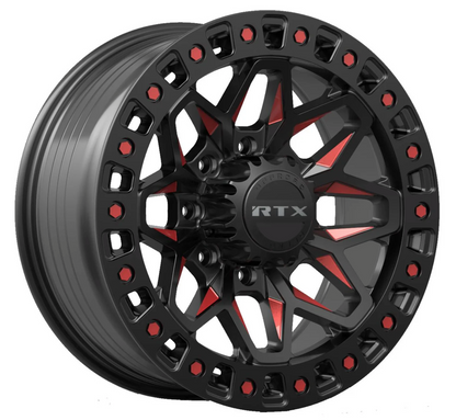 18x9 Zion Gloss Black Milled Red Rims 8x180 - R&T Sales