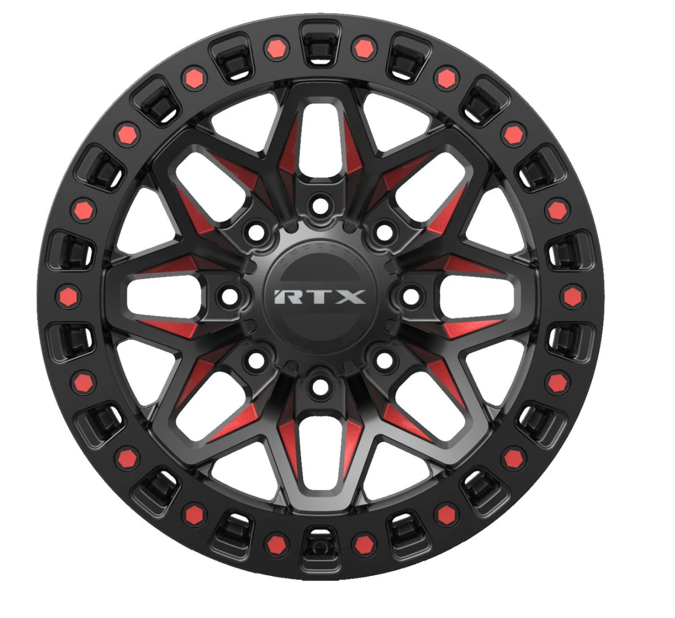 18x9 Zion Gloss Black Milled Red Rims 8x180 - R&T Sales