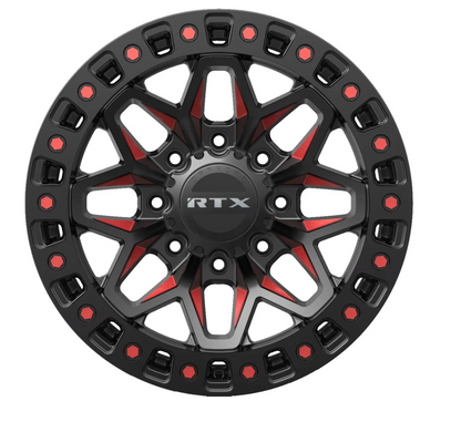 18x9 Zion Gloss Black Milled Red Rims 8x180 - R&T Sales