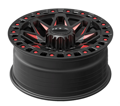 18x9 Zion Gloss Black Milled Red Rims 8x180 - R&T Sales