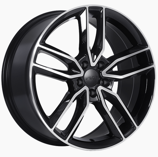 18x8 Replica R177 Gloss Black Machined 5x112