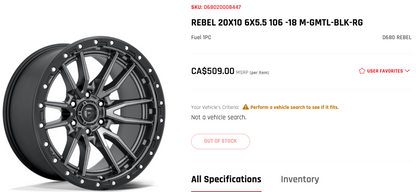 20x10 Rebel Rims 6x139.7