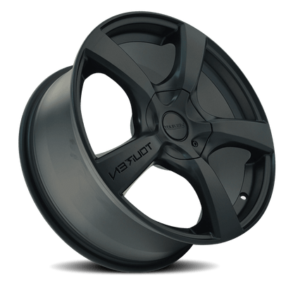 Touren TR9 matte black 17-inch wheel angled view