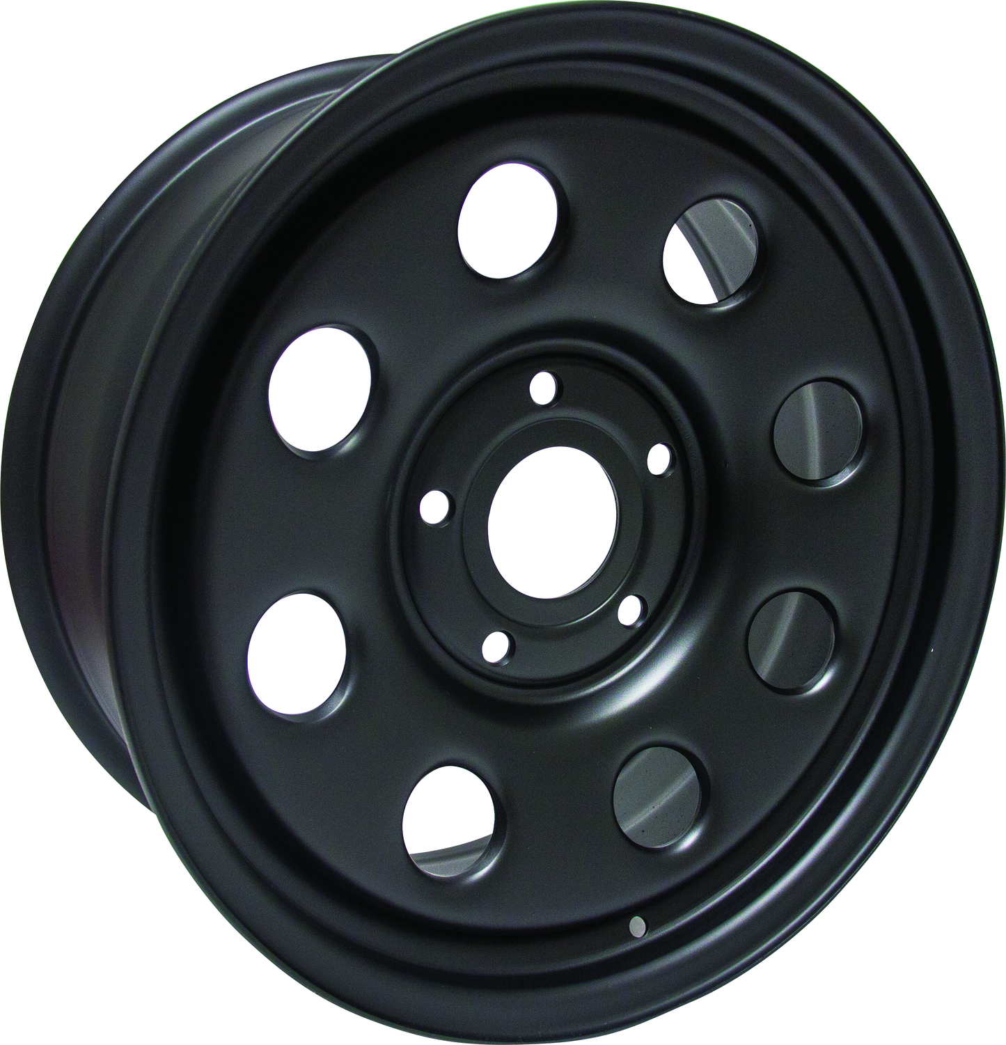 18x8 black steel rim, 5x139.7 bolt pattern, +29mm offset, 78.1mm centre bore