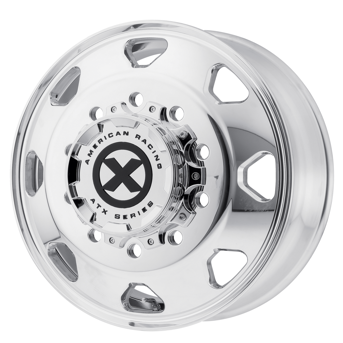ATX AO401 polished 22.5x10.5 semi truck wheel, 10x285.75, front (steer)