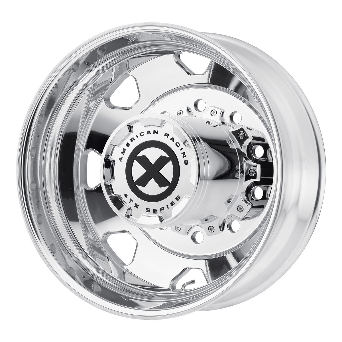 ATX AO401 polished 22.5x8.25 semi truck wheel, 10x285.75, outer dual