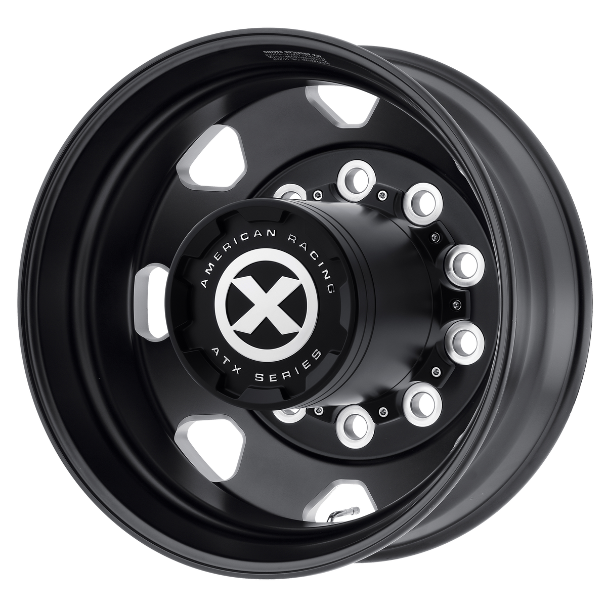 ATX AO401 satin black milled 22.5x9 semi truck wheel, 10x285.75, rear outer dual