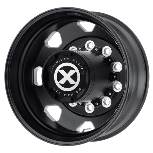 ATX AO401 satin black milled 22.5x9 semi truck wheel, 10x285.75, rear outer dual