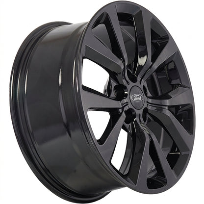 DAI Mission 17x7.5 Gloss Black rim 5x108, side view with Ford centre cap