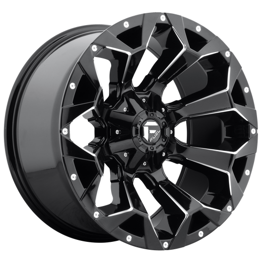 20x9 Fuel Assault Gloss Black Milled Rims 8x180 — Gloss Black Milled