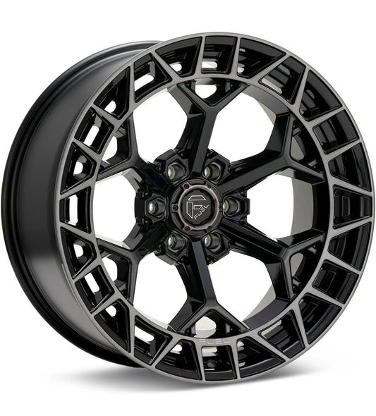 20x9 Fuel Charger Gloss Black Brushed Face Rims 6x139.7