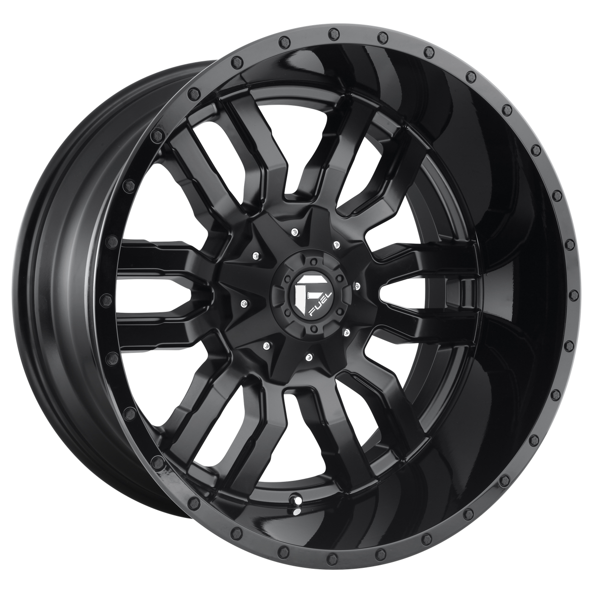 20x9 Fuel Sledge Matte Black Gloss Black Lip Rims 8x180 — Matte Black Gloss Black Lip