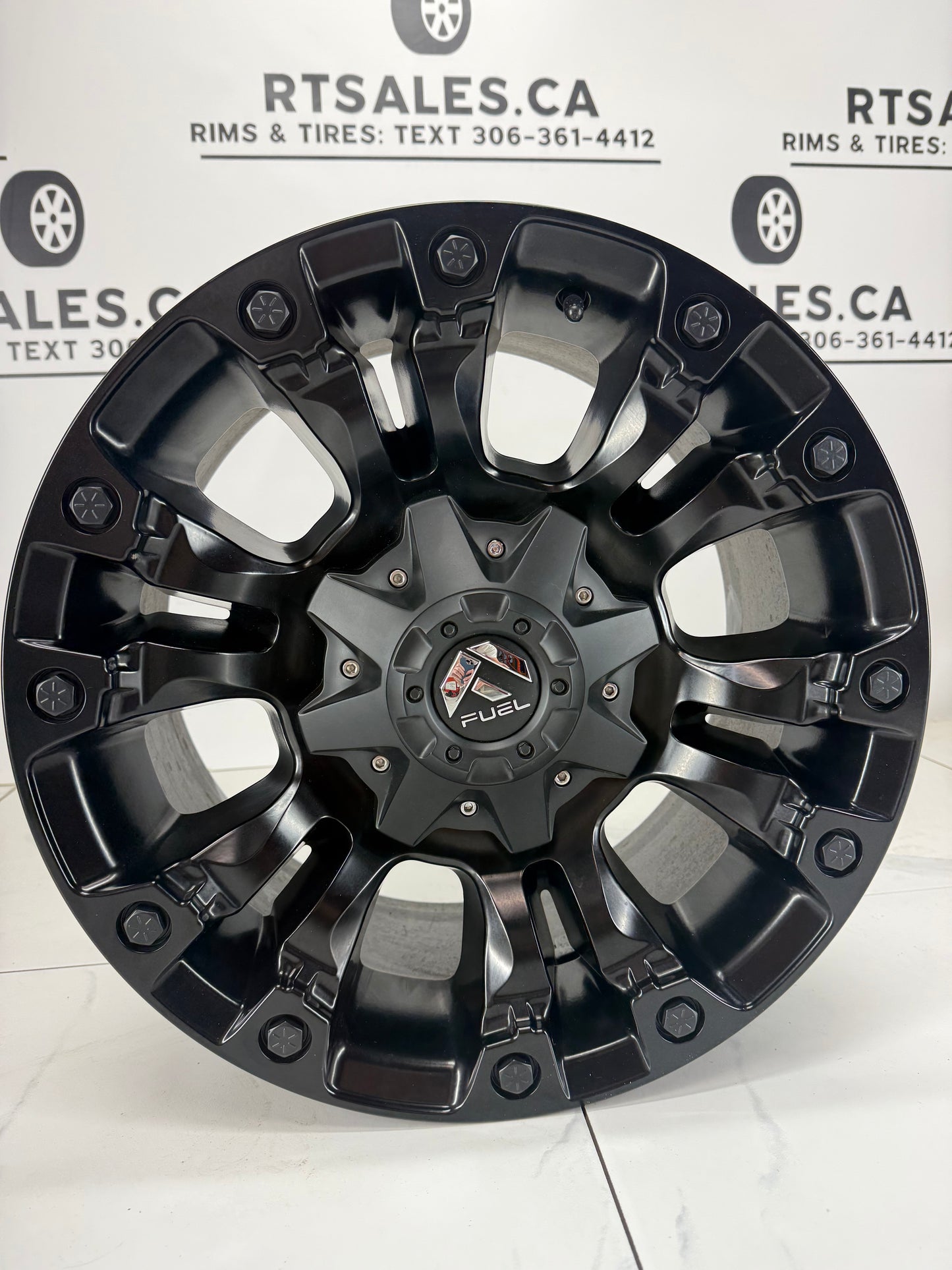 18x9 Fuel Vapor matte black rim 8x180 +20 — face view