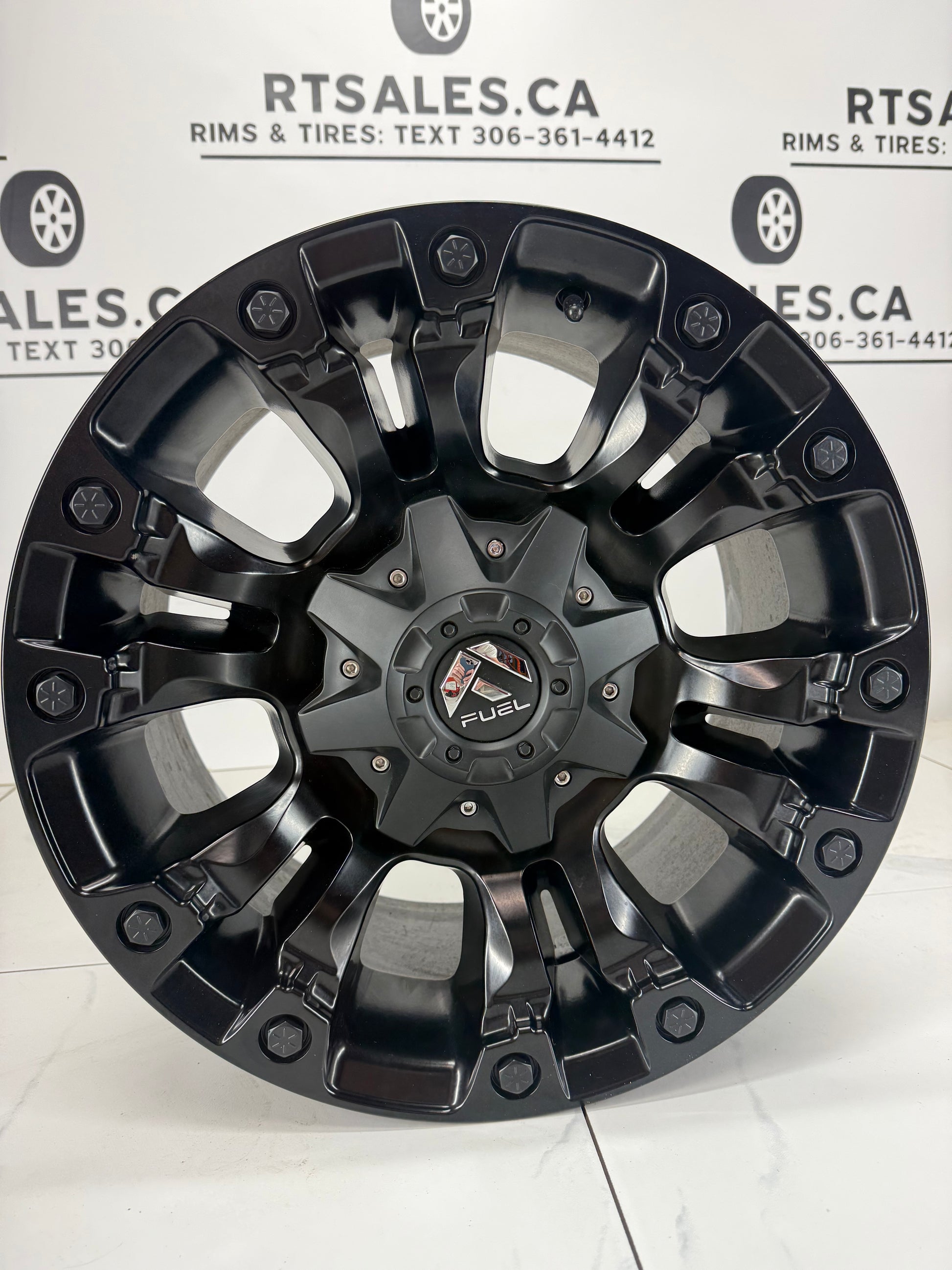 18x9 Fuel Vapor matte black rim 8x180 +20 — face view