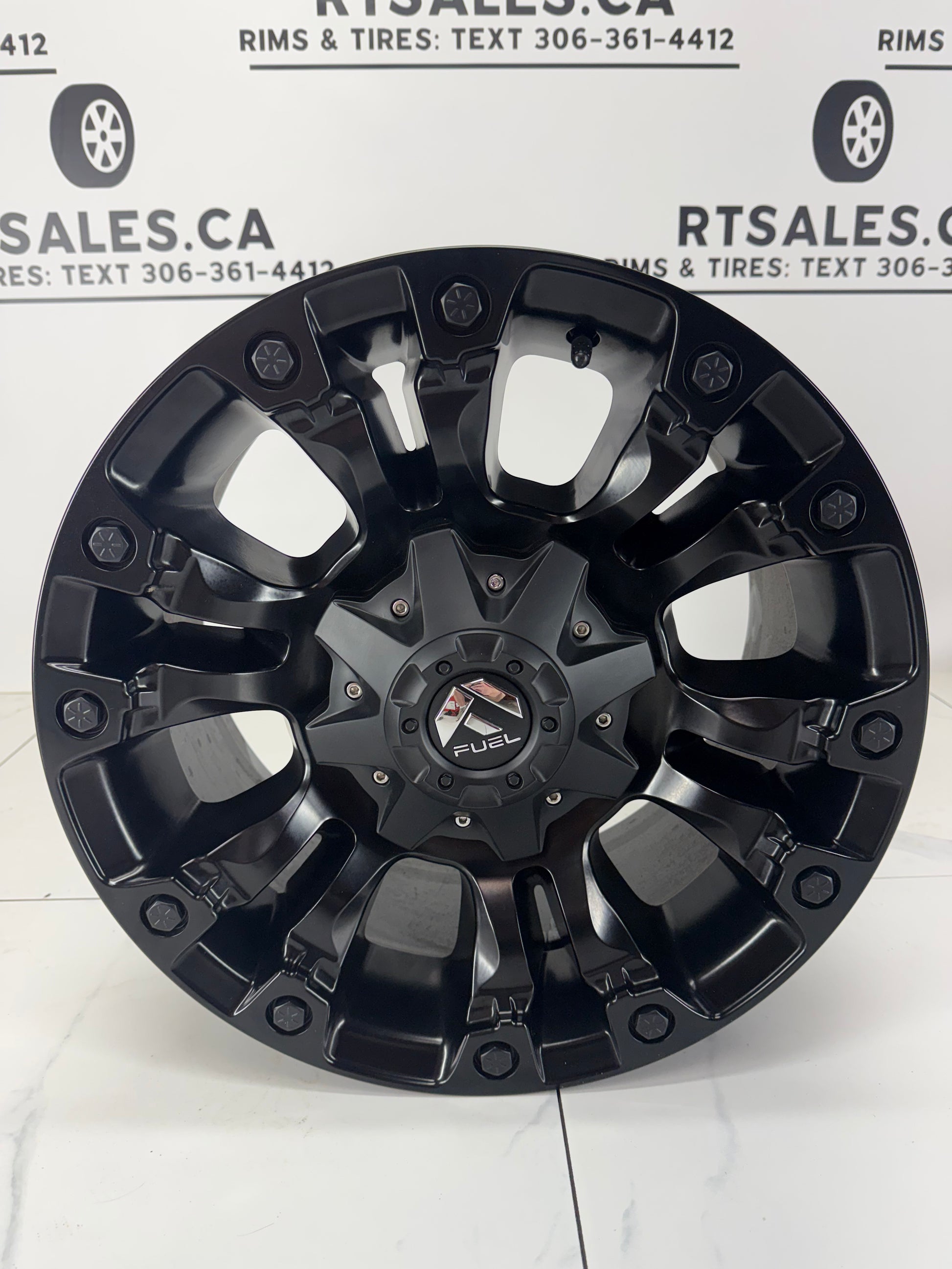 18x9 Fuel Vapor matte black rim 8x180 +20 — spoke detail