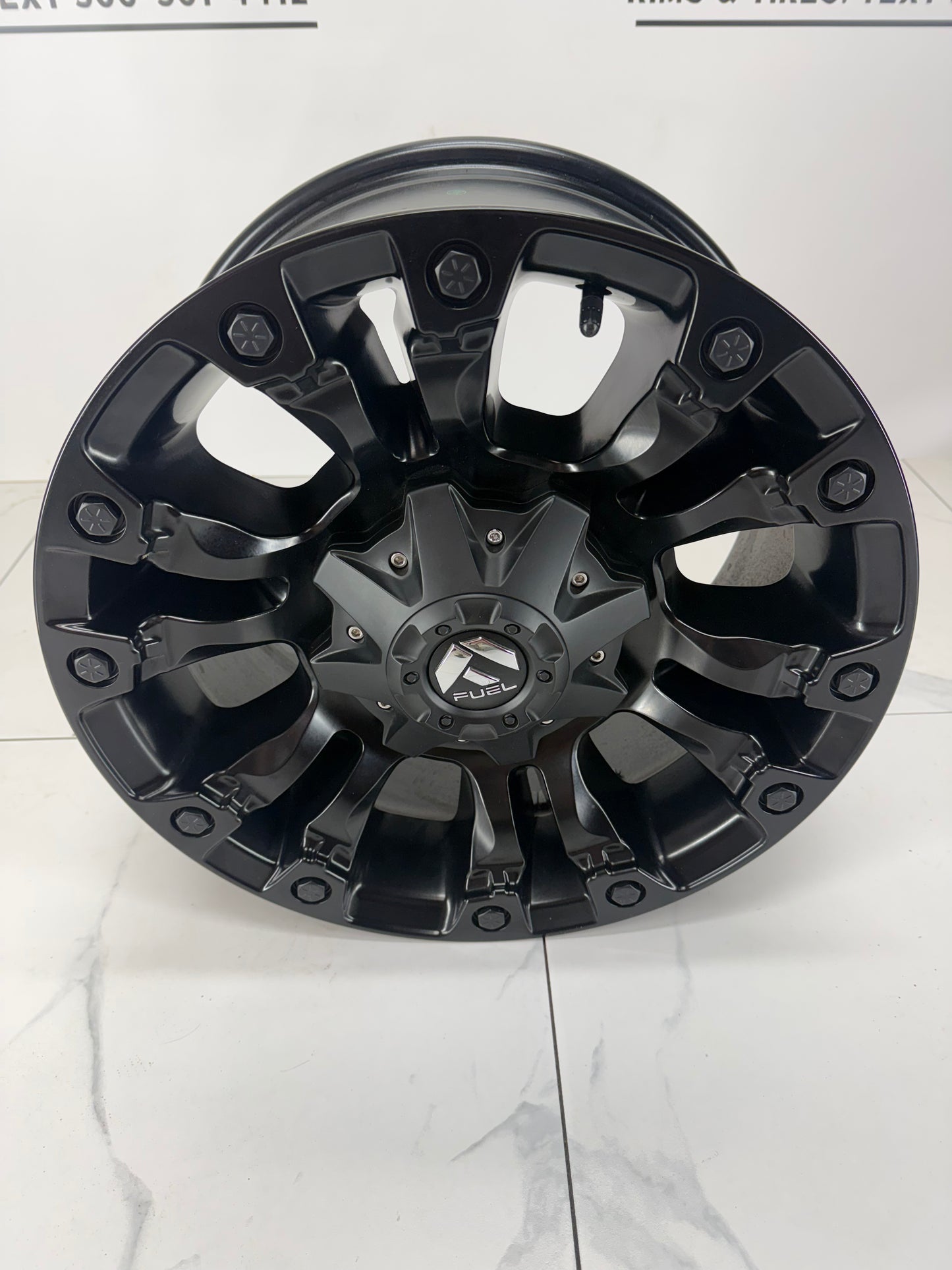 18x9 Fuel Vapor matte black rim 8x180 +20 — angled view