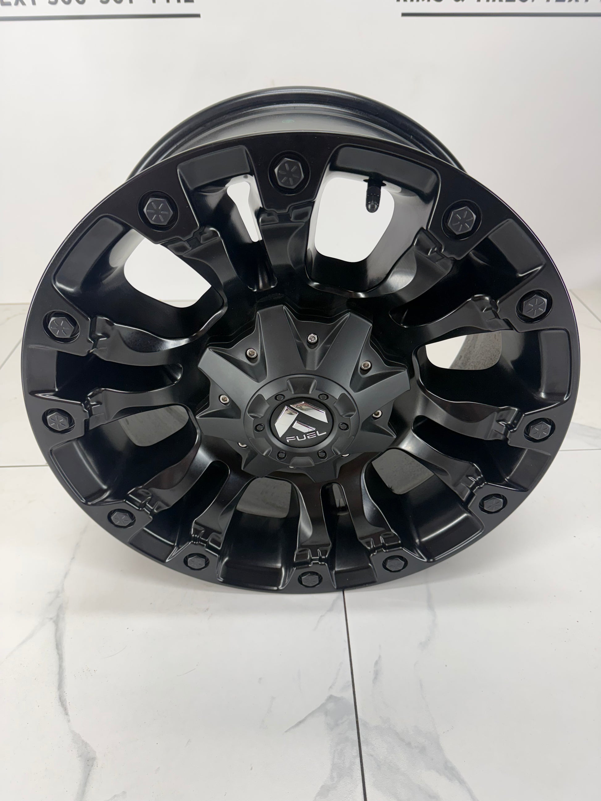 18x9 Fuel Vapor matte black rim 8x180 +20 — angled view