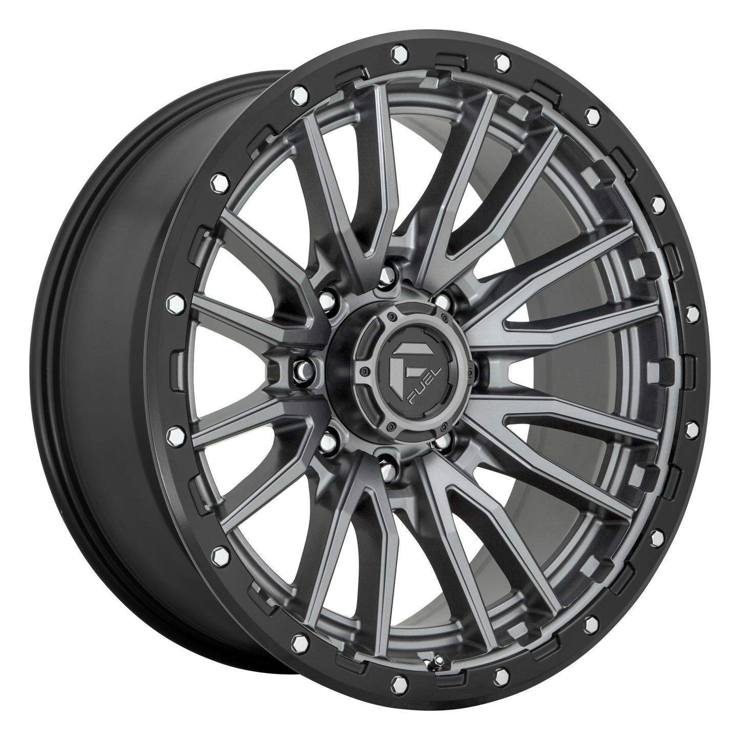 18x9 Fuel Rebel Rims 6x139.7 — Matte Gunmetal Black Bead Ring