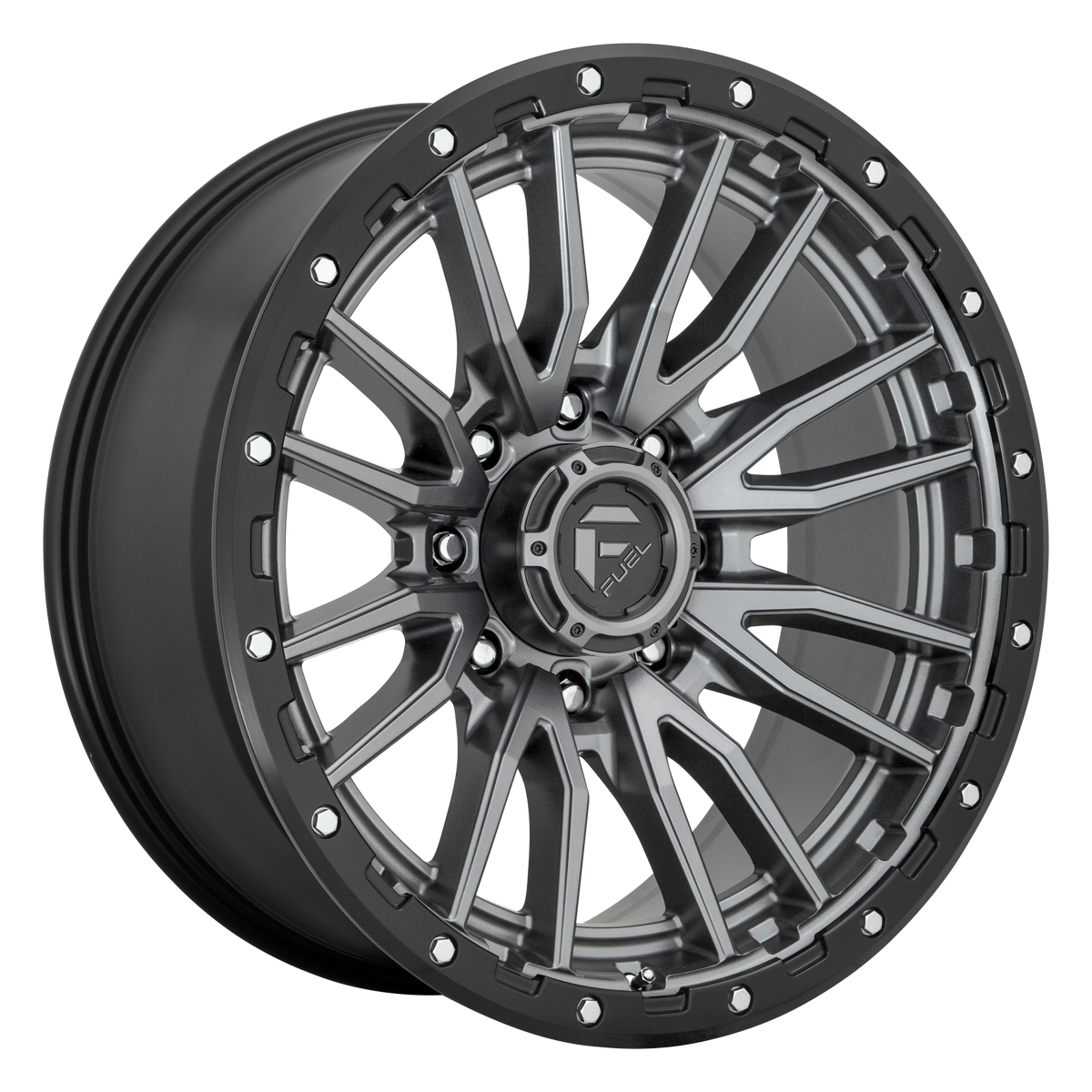 18x9 Fuel Rebel Rims 6x135 — Matte Gunmetal Black Bead Ring
