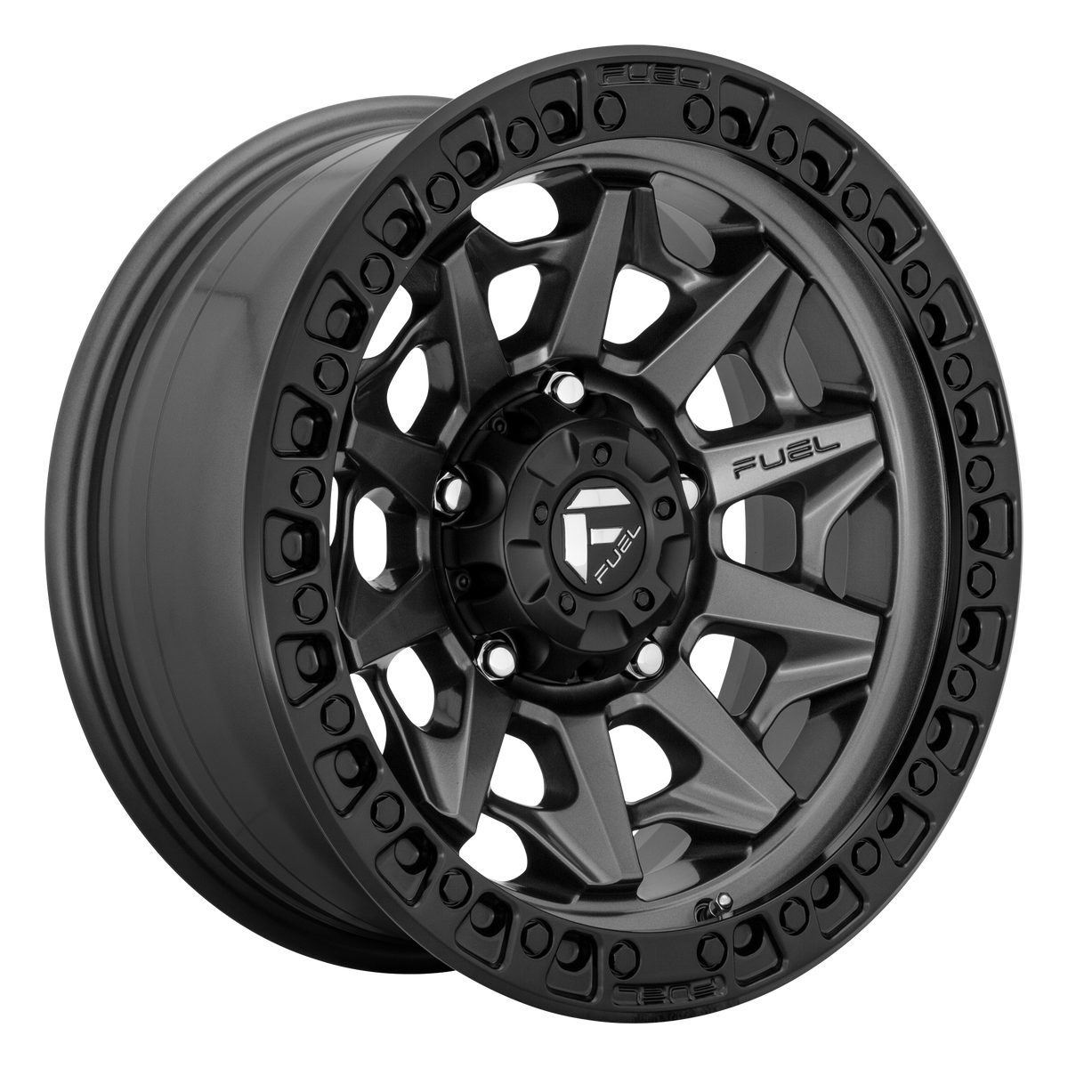 17x8.5 Fuel Covert Rims 6x135 — Matte Gunmetal Black Bead Ring