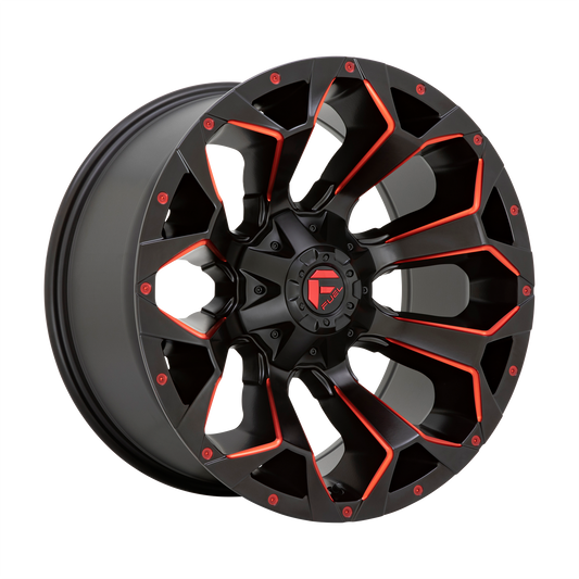 20x9 Fuel Assault Rims 6x135, 6x139.7 — Matte Black Red Milled
