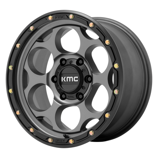 17x8.5 KMC Dirty Harry Rims 6x139.7 — Satin Gray W/ Black Lip