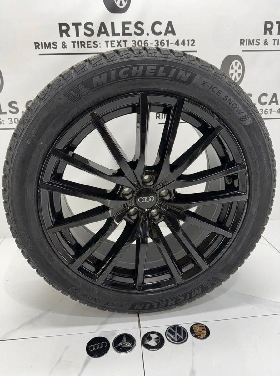 Michelin X-Ice Snow Winter Tires on 20" Replica R233 Gloss Black Rims 5x112