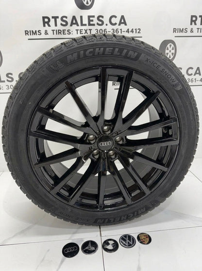 Michelin X-Ice Snow Winter Tires on 20" Replica R233 Gloss Black Rims 5x112