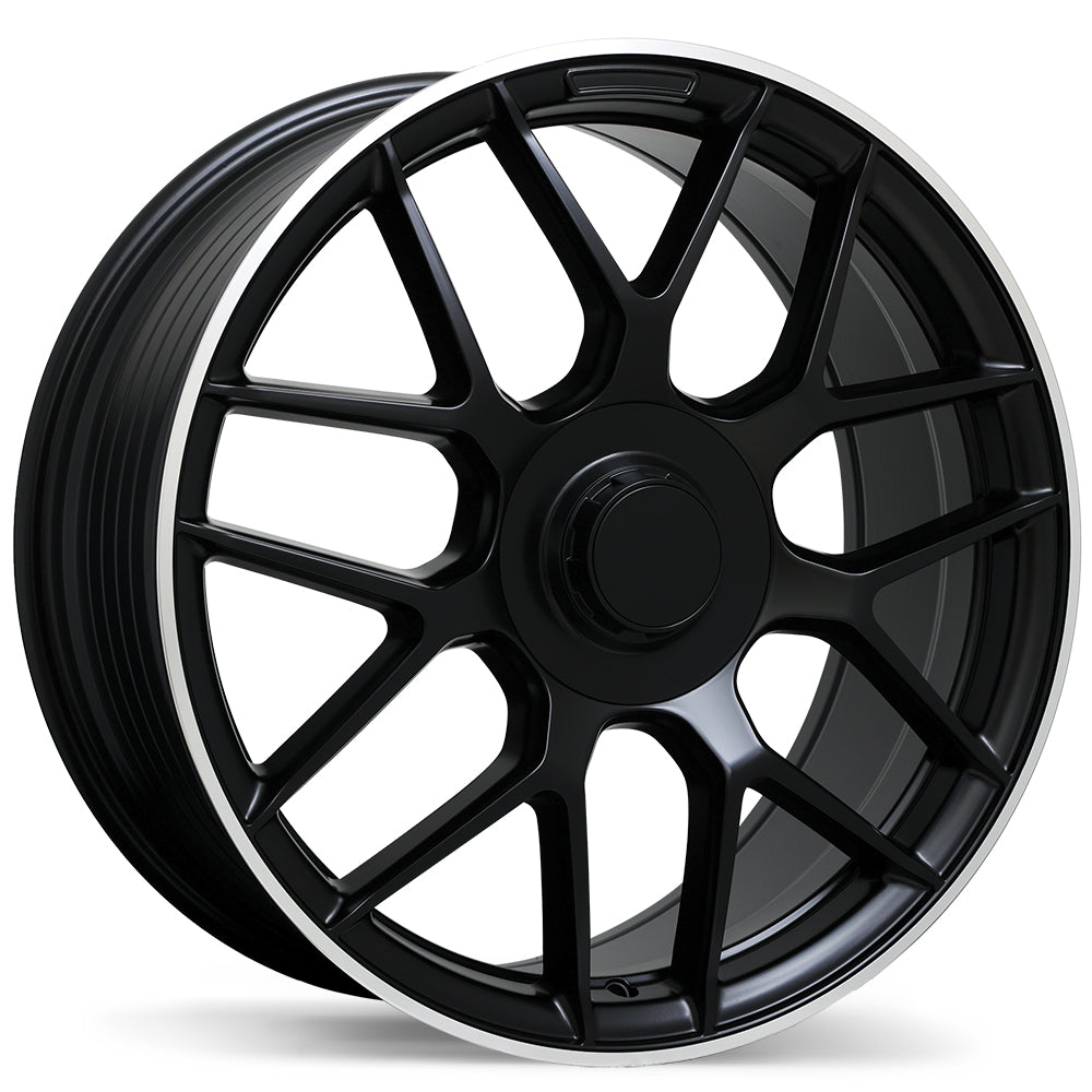 20x8.5 Replika R272 Satin Black Machined Lip Rims 5x112 – Audi S5, A6 & Mercedes-AMG GLA35 — Satin Black with Machined Lip