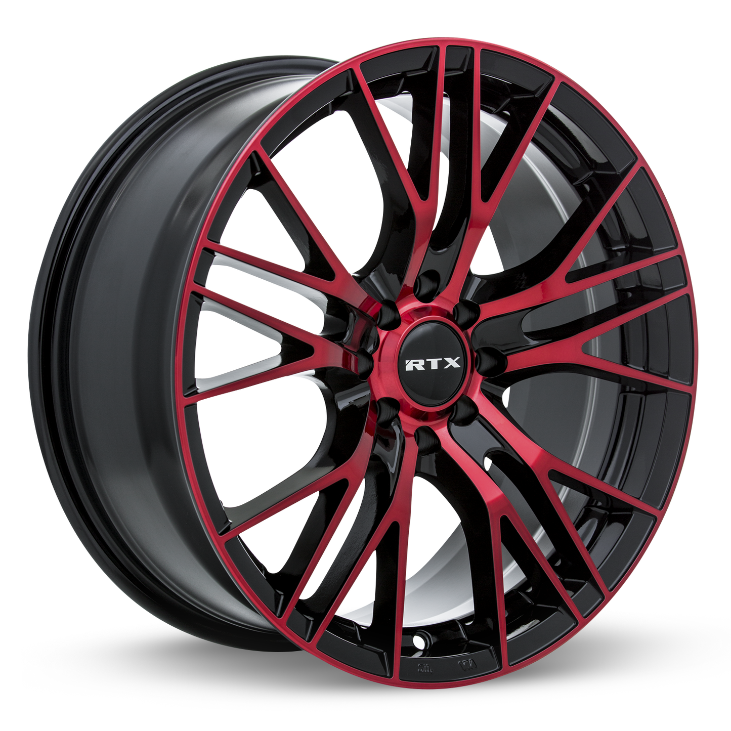 RTX Vertex 17x7.5 black machined red rim with 5x114.3 bolt pattern