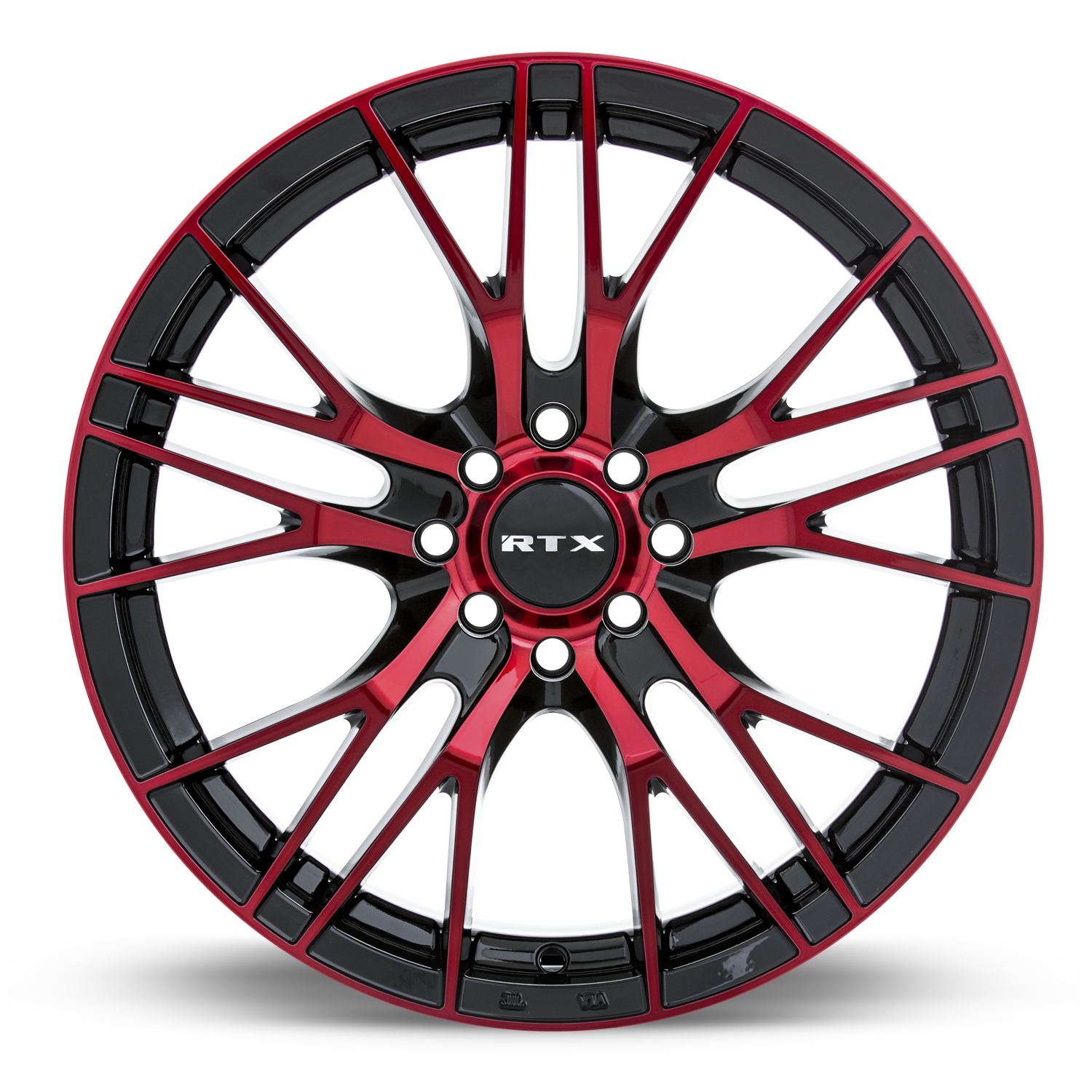RTX Vertex black machined red rim face view