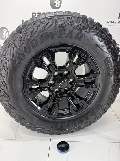 2025 Silverado ZR2 gloss black OEM wheel with Goodyear Territory MT - R&T Sales
