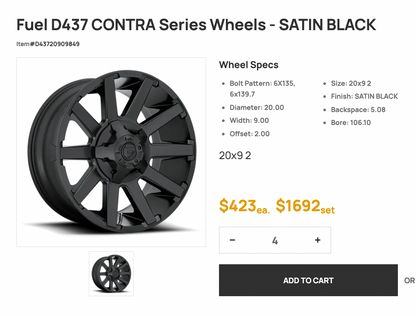 20x9 Fuel Contra 6x135 6x139.7 +19mm - R&T Sales 